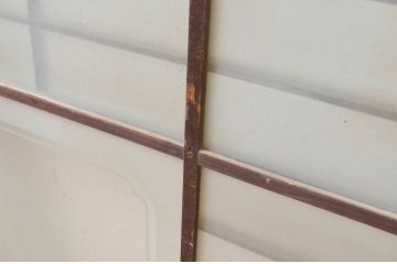 アンティーク建具　風情のある佇まいが魅力的な格子入り幅狭ガラス戸4枚セット(窓、引き戸、格子戸)(R-069662)