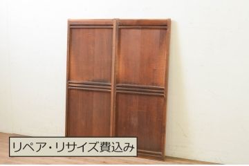 アンティーク建具　杉材　柾目の美しい幅狭板戸窓2枚セット(引き戸)(R-069663)
