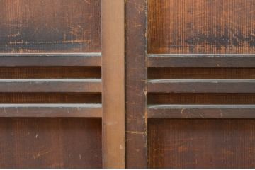 アンティーク建具　杉材　柾目の美しい幅狭板戸窓2枚セット(引き戸)(R-069663)