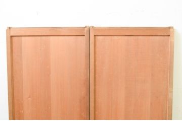 アンティーク建具　杉材　柾目の美しい幅狭板戸窓2枚セット(引き戸)(R-069663)