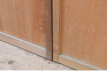 アンティーク建具　杉材　柾目の美しい幅狭板戸窓2枚セット(引き戸)(R-069663)