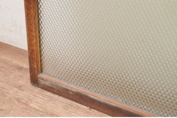 アンティーク建具　大正ロマンの雰囲気漂う古い洋館の珍しいプレス入り窓2枚セット(ガラス窓、ガラス戸、引き戸)(R-069664)