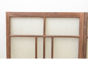 アンティーク建具　大正ロマン　どこか懐かしい雰囲気漂うガラス窓2枚セット(引き戸、ガラス戸)(R-069665)