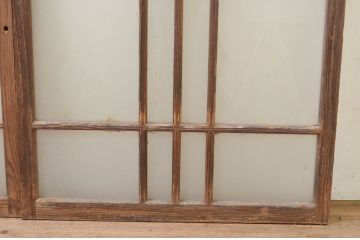 アンティーク建具　大正ロマン　どこか懐かしい雰囲気漂うガラス窓2枚セット(引き戸、ガラス戸)(R-069665)