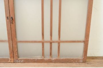 アンティーク建具　大正ロマン　どこか懐かしい雰囲気漂うガラス窓2枚セット(引き戸、ガラス戸)(R-069665)