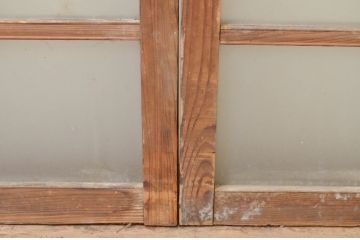 アンティーク建具　大正ロマン　どこか懐かしい雰囲気漂うガラス窓2枚セット(引き戸、ガラス戸)(R-069665)