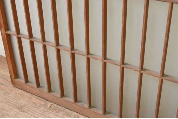 アンティーク建具　レトロな空間を演出する格子入りガラス窓2枚セット(ガラス入り障子戸、引き戸、ガラス戸)(R-069666)