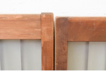 アンティーク建具　レトロな空間を演出する格子入りガラス窓2枚セット(引き戸、ガラス戸、ガラス入り障子戸)(R-069667)