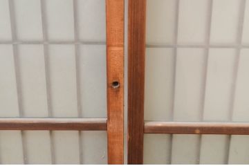 アンティーク建具　レトロな空間を演出する格子入りガラス窓2枚セット(引き戸、ガラス戸、ガラス入り障子戸)(R-069667)
