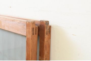 アンティーク建具　レトロな空間を演出する格子入りガラス窓2枚セット(引き戸、ガラス戸、ガラス入り障子戸)(R-069667)