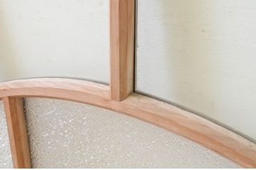 アンティーク建具　大正ロマン　ノスタルジックな雰囲気溢れる古い洋館のガラス窓2枚セット(引き戸、ガラス戸)(R-069668)