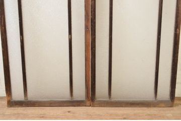 アンティーク建具　大正ロマン　ノスタルジックな雰囲気溢れる古い洋館のガラス窓2枚セット(引き戸、ガラス戸)(R-069668)
