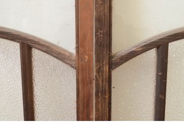 アンティーク建具　大正ロマン　ノスタルジックな雰囲気溢れる古い洋館のガラス窓2枚セット(引き戸、ガラス戸)(R-069668)