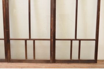 アンティーク建具　大正ロマン　どこか懐かしい雰囲気漂う幅狭ガラス窓4枚セット(引き戸、ガラス戸)(R-069670)