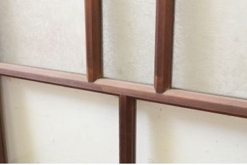アンティーク建具　大正ロマン　どこか懐かしい雰囲気漂う幅狭ガラス窓4枚セット(引き戸、ガラス戸)(R-069670)