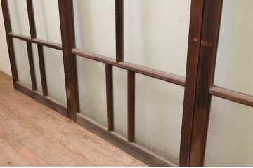 アンティーク建具　大正ロマン　どこか懐かしい雰囲気漂う幅狭ガラス窓4枚セット(引き戸、ガラス戸)(R-069670)