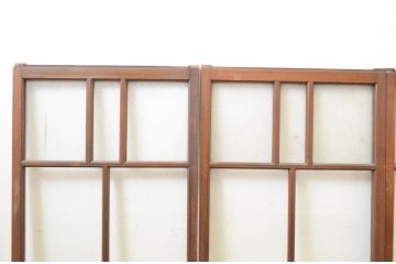 アンティーク建具　大正ロマン　どこか懐かしい雰囲気漂う幅狭ガラス窓4枚セット(引き戸、ガラス戸)(R-069670)