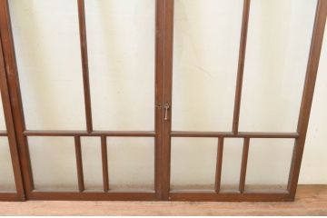 アンティーク建具　大正ロマン　どこか懐かしい雰囲気漂う幅狭ガラス窓4枚セット(引き戸、ガラス戸)(R-069670)