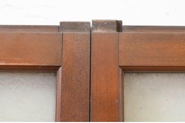 アンティーク建具　大正ロマン　どこか懐かしい雰囲気漂う幅狭ガラス窓4枚セット(引き戸、ガラス戸)(R-069670)