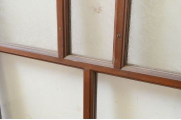 アンティーク建具　大正ロマン　どこか懐かしい雰囲気漂う幅狭ガラス窓4枚セット(引き戸、ガラス戸)(R-069670)