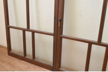 アンティーク建具　大正ロマン　どこか懐かしい雰囲気漂う幅狭ガラス窓4枚セット(引き戸、ガラス戸)(R-069670)