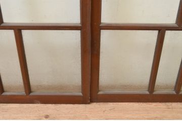 アンティーク建具　大正ロマン　どこか懐かしい雰囲気漂う幅狭ガラス窓4枚セット(引き戸、ガラス戸)(R-069670)