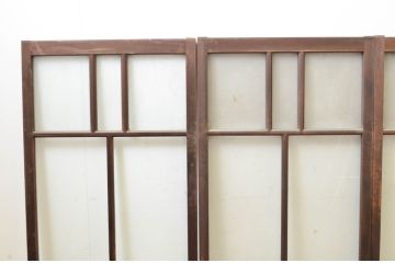 アンティーク建具　大正ロマン　どこか懐かしい雰囲気漂う幅狭ガラス窓4枚セット(引き戸、ガラス戸)(R-069671)
