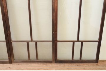 アンティーク建具　大正ロマン　どこか懐かしい雰囲気漂う幅狭ガラス窓4枚セット(引き戸、ガラス戸)(R-069671)