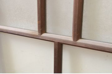 アンティーク建具　大正ロマン　どこか懐かしい雰囲気漂う幅狭ガラス窓4枚セット(引き戸、ガラス戸)(R-069671)