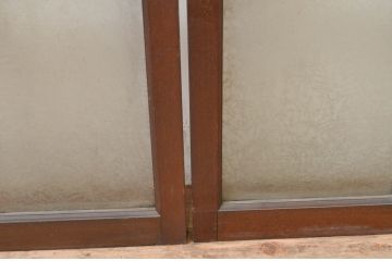 アンティーク建具　大正ロマン　どこか懐かしい雰囲気漂う幅狭ガラス窓4枚セット(引き戸、ガラス戸)(R-069671)
