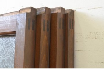 アンティーク建具　大正ロマン　どこか懐かしい雰囲気漂う幅狭ガラス窓4枚セット(引き戸、ガラス戸)(R-069671)