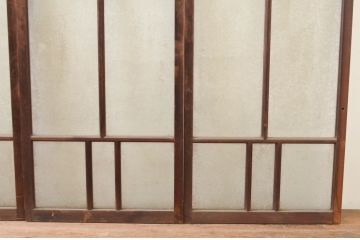 アンティーク建具　大正ロマン　どこか懐かしい雰囲気漂う幅狭ガラス窓4枚セット(引き戸、ガラス戸)(R-069672)