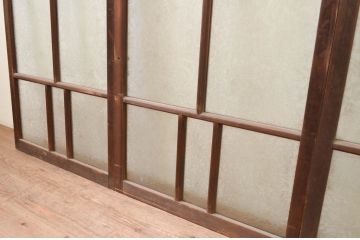 アンティーク建具　大正ロマン　どこか懐かしい雰囲気漂う幅狭ガラス窓4枚セット(引き戸、ガラス戸)(R-069672)