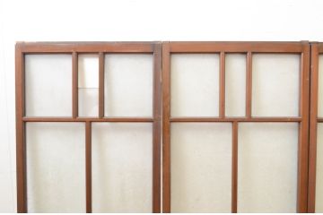 アンティーク建具　大正ロマン　どこか懐かしい雰囲気漂う幅狭ガラス窓4枚セット(引き戸、ガラス戸)(R-069672)