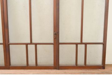 アンティーク建具　大正ロマン　どこか懐かしい雰囲気漂う幅狭ガラス窓4枚セット(引き戸、ガラス戸)(R-069672)