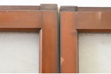 アンティーク建具　大正ロマン　どこか懐かしい雰囲気漂う幅狭ガラス窓4枚セット(引き戸、ガラス戸)(R-069672)