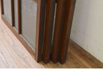 アンティーク建具　大正ロマン　どこか懐かしい雰囲気漂う幅狭ガラス窓4枚セット(引き戸、ガラス戸)(R-069672)