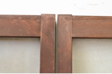 アンティーク建具　大正ロマン　どこか懐かしい雰囲気漂う幅狭ガラス窓4枚セット(引き戸、ガラス戸)(R-069673)