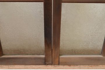 アンティーク建具　大正ロマン　どこか懐かしい雰囲気漂う幅狭ガラス窓4枚セット(引き戸、ガラス戸)(R-069673)