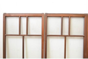 アンティーク建具　大正ロマン　どこか懐かしい雰囲気漂う幅狭ガラス窓4枚セット(引き戸、ガラス戸)(R-069673)