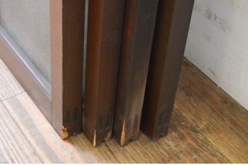 アンティーク建具　大正ロマン　どこか懐かしい雰囲気漂う幅狭ガラス窓4枚セット(引き戸、ガラス戸)(R-069673)