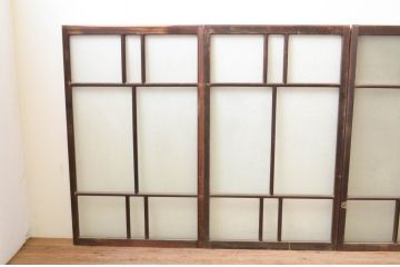 アンティーク建具　大正ロマン　どこか懐かしい雰囲気漂うガラス窓4枚セット(引き戸、ガラス戸)(R-069674)