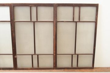 アンティーク建具　大正ロマン　どこか懐かしい雰囲気漂うガラス窓4枚セット(引き戸、ガラス戸)(R-069674)