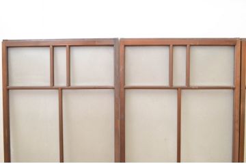 アンティーク建具　大正ロマン　どこか懐かしい雰囲気漂うガラス窓4枚セット(引き戸、ガラス戸)(R-069674)