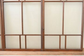 アンティーク建具　大正ロマン　どこか懐かしい雰囲気漂うガラス窓4枚セット(引き戸、ガラス戸)(R-069674)