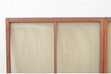 アンティーク建具　総欅(ケヤキ)材　上品な佇まいが魅力のガラス窓2枚セット(引き戸、ガラス戸)(R-069675)