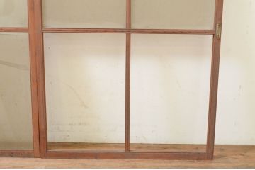 アンティーク建具　総欅(ケヤキ)材　上品な佇まいが魅力のガラス窓2枚セット(引き戸、ガラス戸)(R-069675)