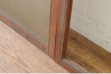 アンティーク建具　総欅(ケヤキ)材　上品な佇まいが魅力のガラス窓2枚セット(引き戸、ガラス戸)(R-069675)