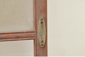 アンティーク建具　総欅(ケヤキ)材　上品な佇まいが魅力のガラス窓2枚セット(引き戸、ガラス戸)(R-069675)