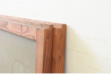 アンティーク建具　総欅(ケヤキ)材　上品な佇まいが魅力のガラス窓2枚セット(引き戸、ガラス戸)(R-069675)